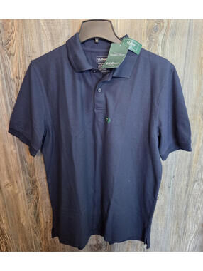LL Bean Premium Double L Cotton Golf Polo Shirt Men Large Tall Blue 300454 {NEW}